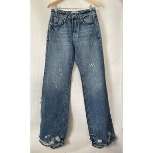 FREE PEOPLE x We The Free Paint Splatter, Distressed Hem Jeans - Size 27 NWOT